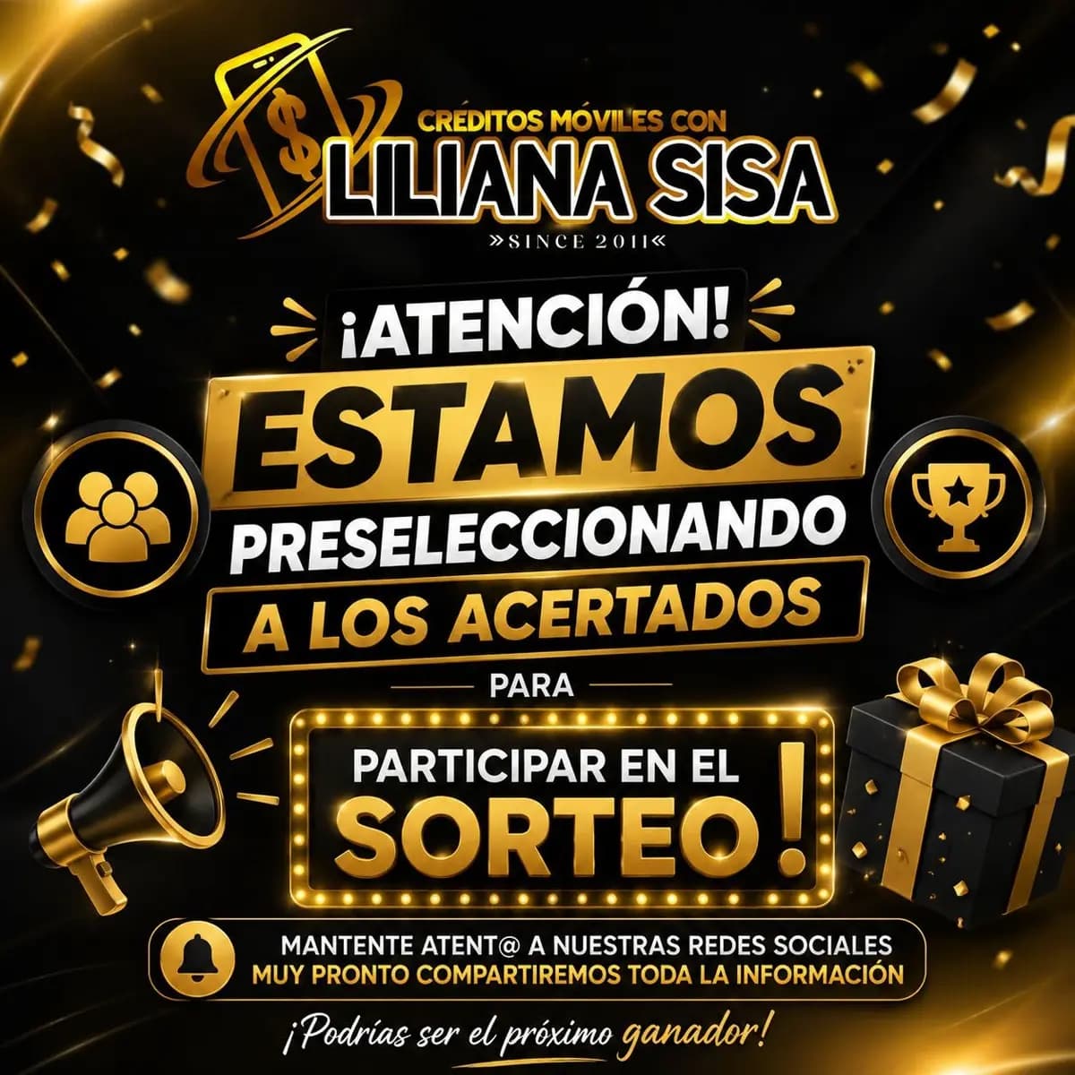 Publicación sobre la preselección de participantes de un sorteo