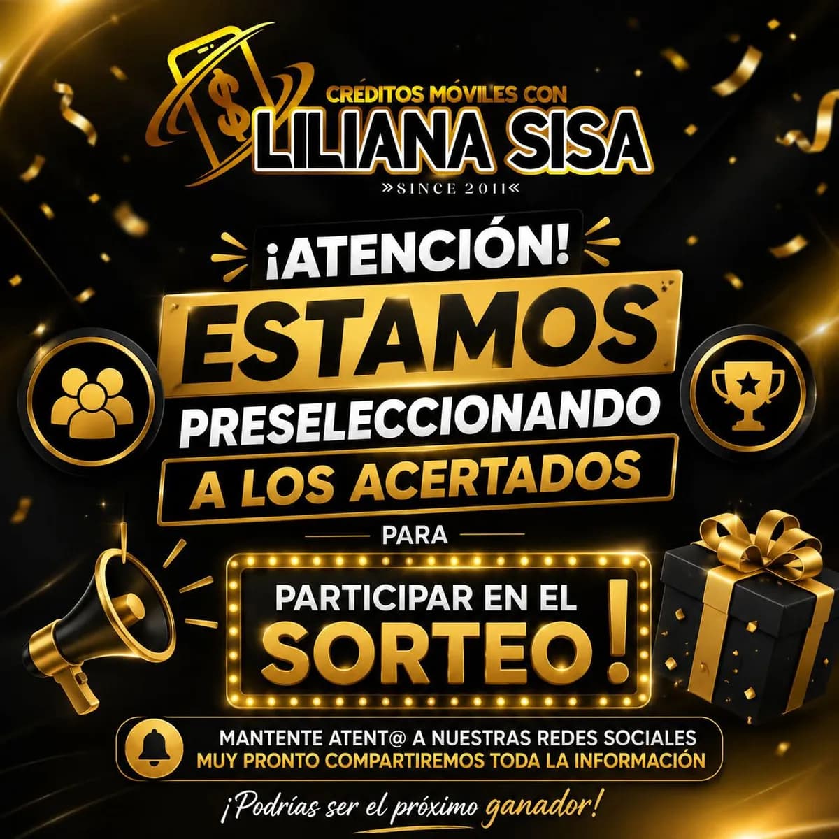 Publicación de un sorteo de Créditos Móviles con Liliana Sisa